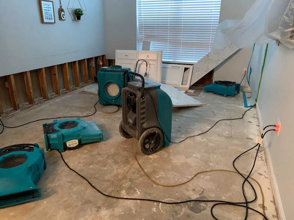 Dehumidifier in flood-cut room for Water Damage Restoration in Seal Beach